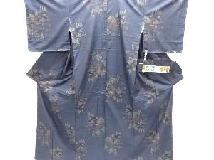 クリスマスセール大特価品　未使用品　家屋風景模様織り出し本場泥大島紬着物(5マルキ)